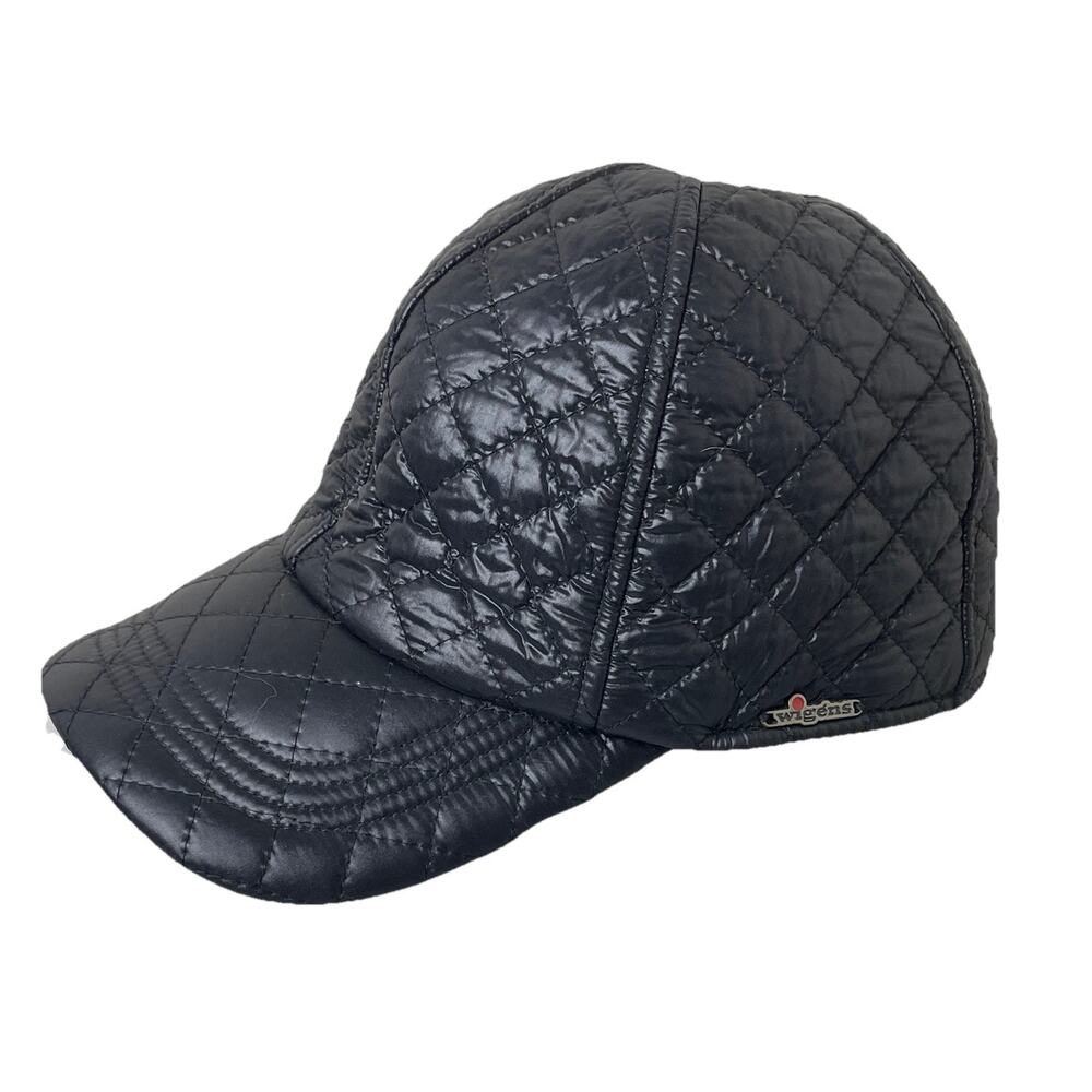 Wigens Unisex Quilted Black Baseball Cap Hat 58cm ~7 1/4 European Swedish Design